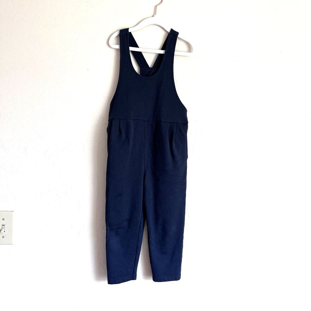 Tea Collection Girls Size 5 Black Overall Jumpsuit Romper Pockets Knit